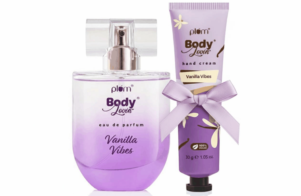 Plum BodyLovin Vanilla Vibes परफ़्यूम और हैंड क्रीम — राखी गिफ़्ट