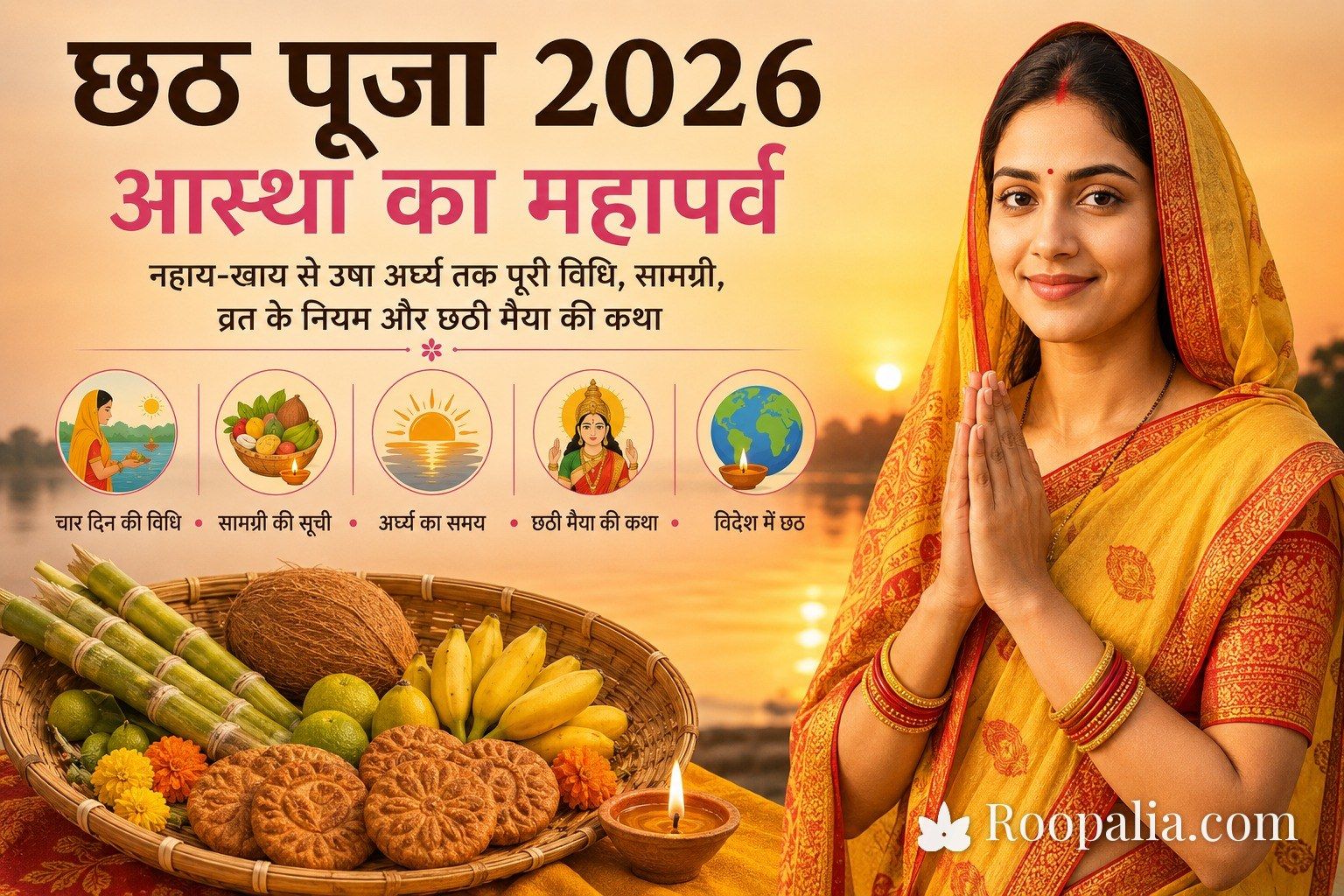 छठ पूजा 2026 — पूरी विधि, सामग्री और अर्घ्य का समय