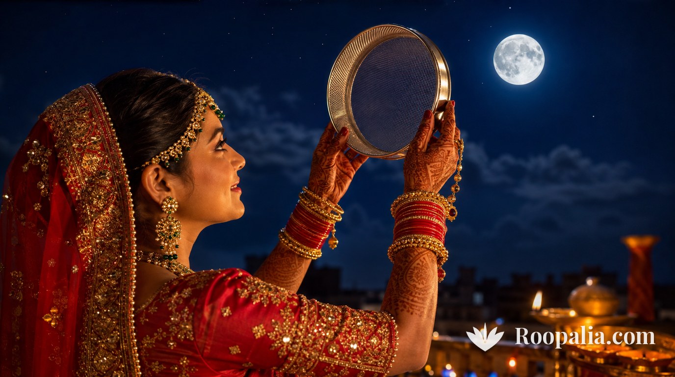 2026 में करवा चौथ कब है — चंद्रोदय समय, व्रत कथा व पूजा विधि (Roopalia)