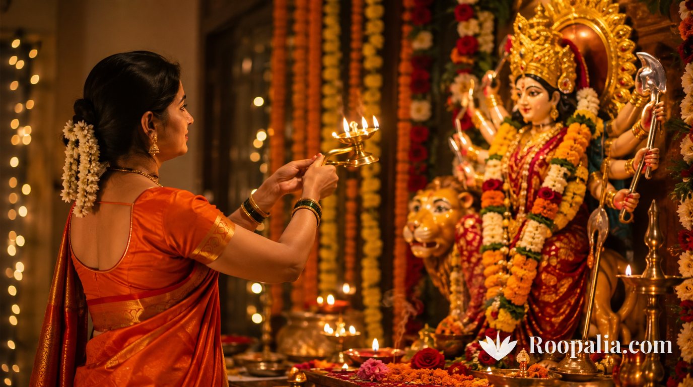 2026 में नवरात्रि कब है — घटस्थापना मुहूर्त व नौ रंग (Roopalia)